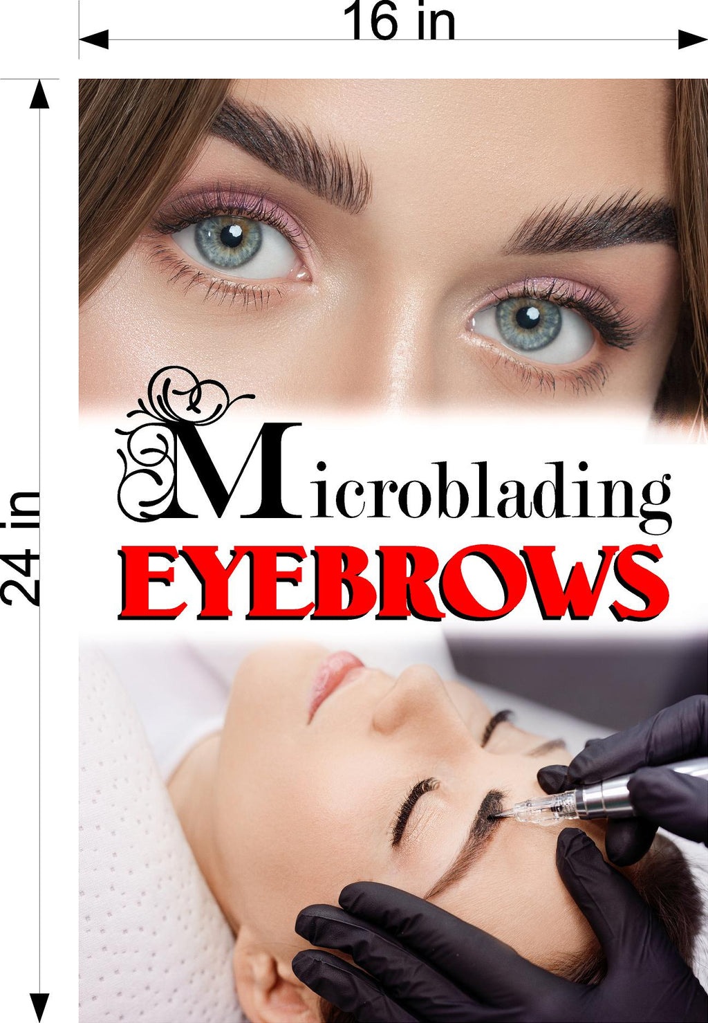 Microblading 16 Window Decal Interior/Exterior Vinyl Adhesive Front BLOCKS Outside Inside View Semitransparent Privacy Vertical