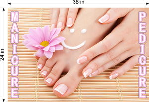 Pedicure & Manicure 01 Window Decal Interior/Exterior Vinyl Adhesive Front BLOCKS Outside Inside View Semitransparent Privacy Horizontal