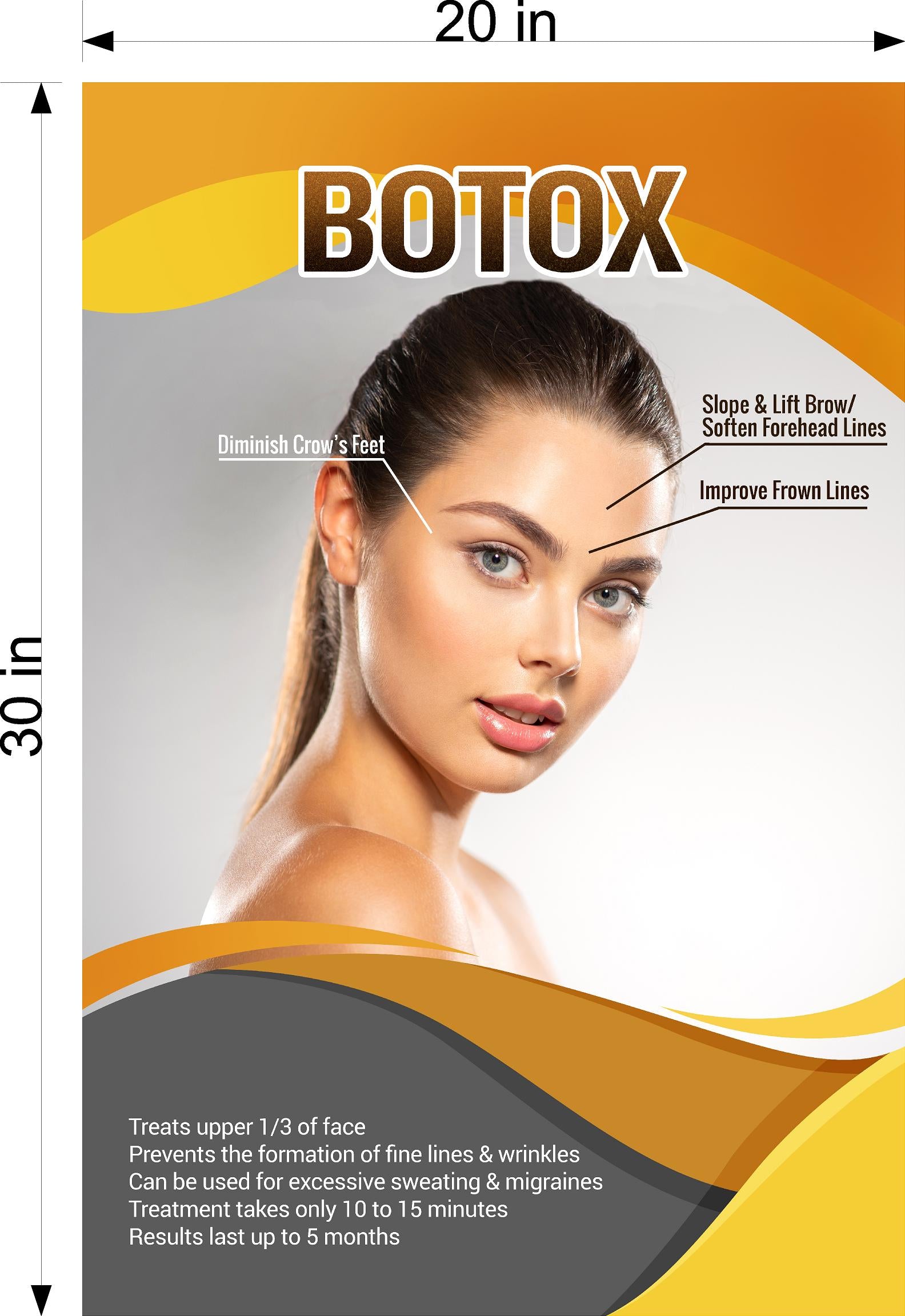Botox 18 Window Decal Interior/Exterior Vinyl Adhesive Front BLOCKS Outside Inside View Semitransparent Privacy Vertical