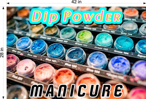 Dip Powder 09 Perforated Mesh One Way Vision See-Through Window Vinyl Nail Salon Sign Horizontal