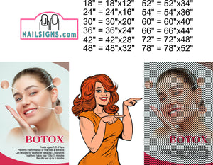 Botox 03 Perforated Mesh One Way Vision See-Through Window Vinyl Poster Sign Vertical