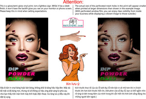 Dip Powder 02 Perforated Mesh One Way Vision See-Through Window Vinyl Nail Salon Sign Vertical