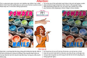 Dip Powder 05 Perforated Mesh One Way Vision See-Through Window Vinyl Nail Salon Sign Vertical