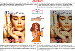 Dipping Powder 02 Perforated Mesh One Way Vision See-Through Window Vinyl Nail Salon Sign Vertical