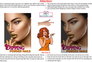 Dipping Powder 03 Perforated Mesh One Way Vision See-Through Window Vinyl Nail Salon Sign Vertical