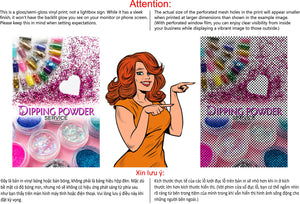 Dipping Powder 07 Perforated Mesh One Way Vision See-Through Window Vinyl Nail Salon Sign Vertical