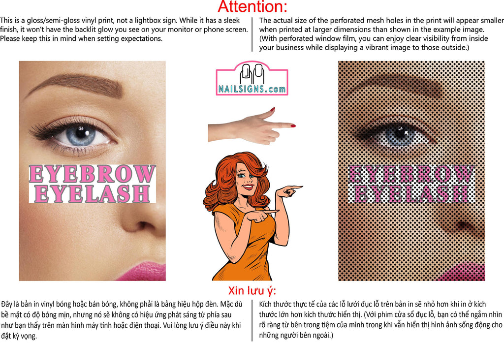 Eyebrows 02 Perforated Mesh One Way Vision See-Through Window Vinyl Salon Vertical