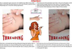 Eyebrows 06 Perforated Mesh One Way Vision See-Through Vinyl Window Salon Sign Threading Vertical
