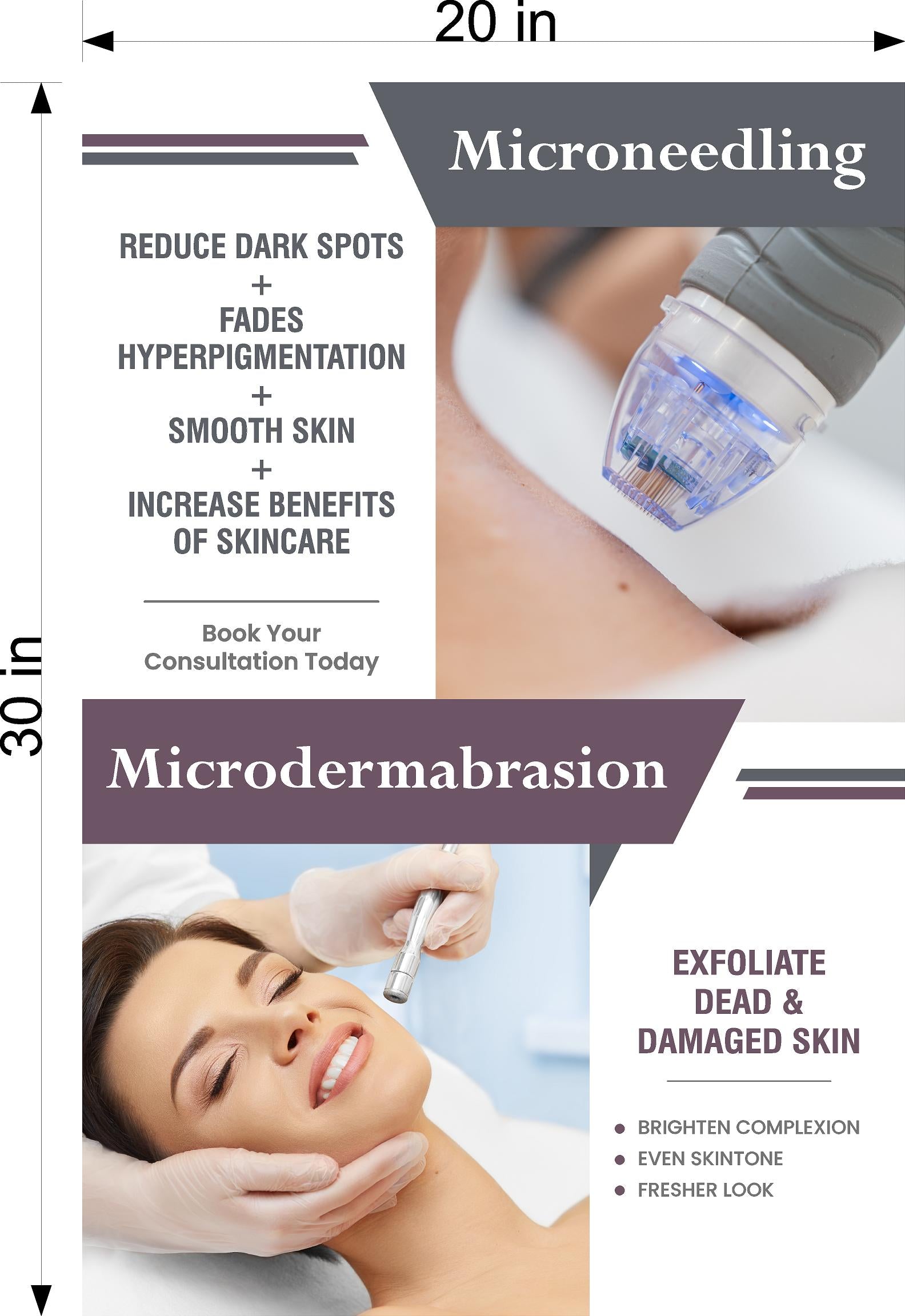 Facial 13 Photo-Realistic Paper Poster Interior Inside Wall Non-Laminated Microneedling Microdermabrasion Vertical