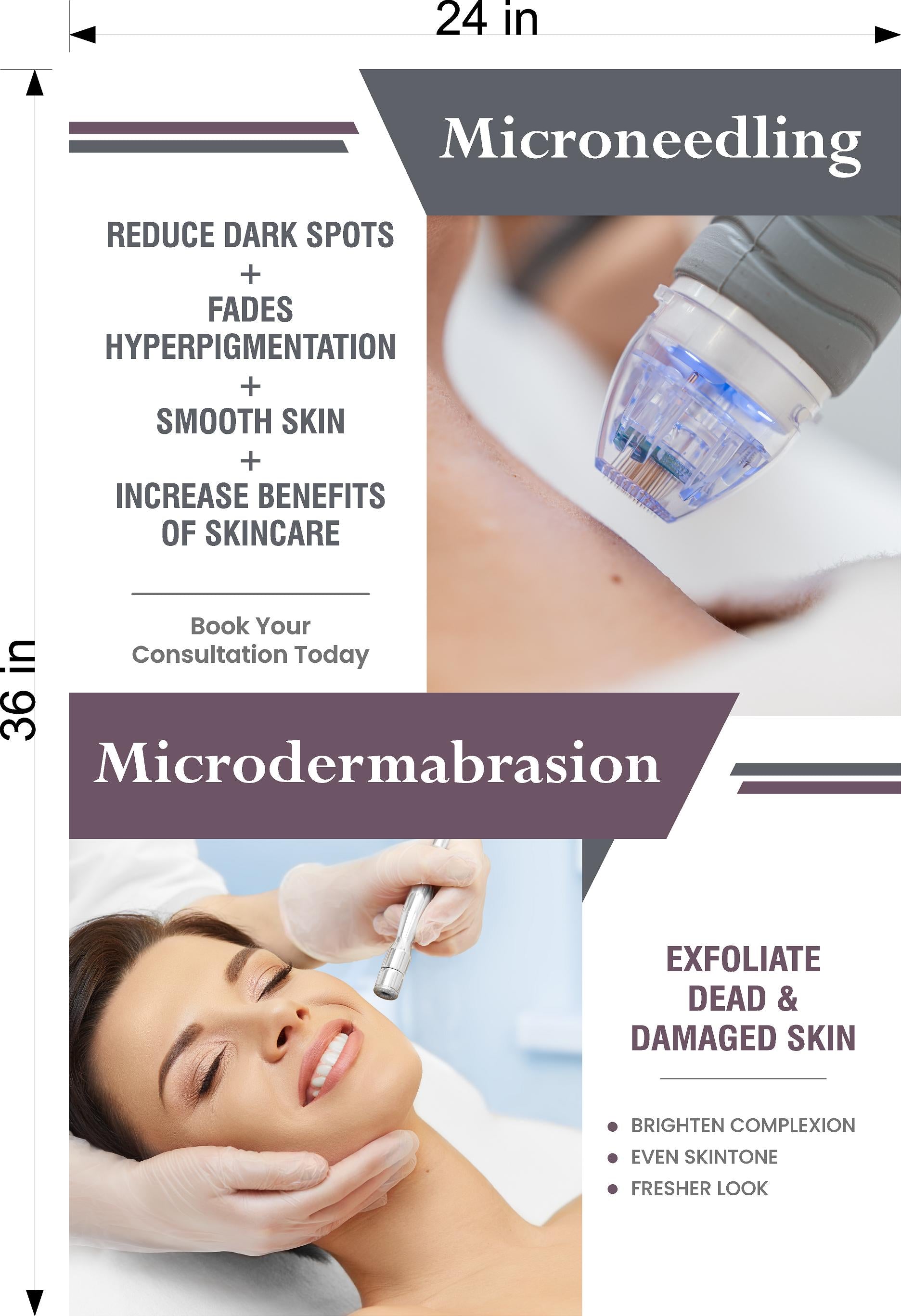 Facial 13 Photo-Realistic Paper Poster Interior Inside Wall Non-Laminated Microneedling Microdermabrasion Vertical