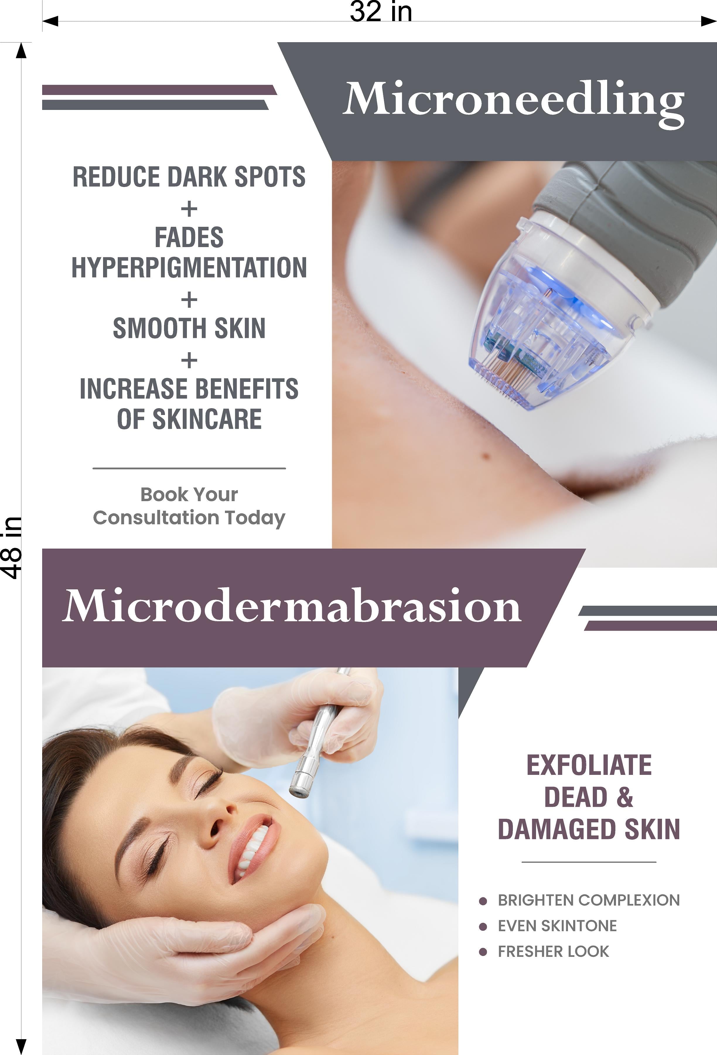 Facial 13 Photo-Realistic Paper Poster Interior Inside Wall Non-Laminated Microneedling Microdermabrasion Vertical