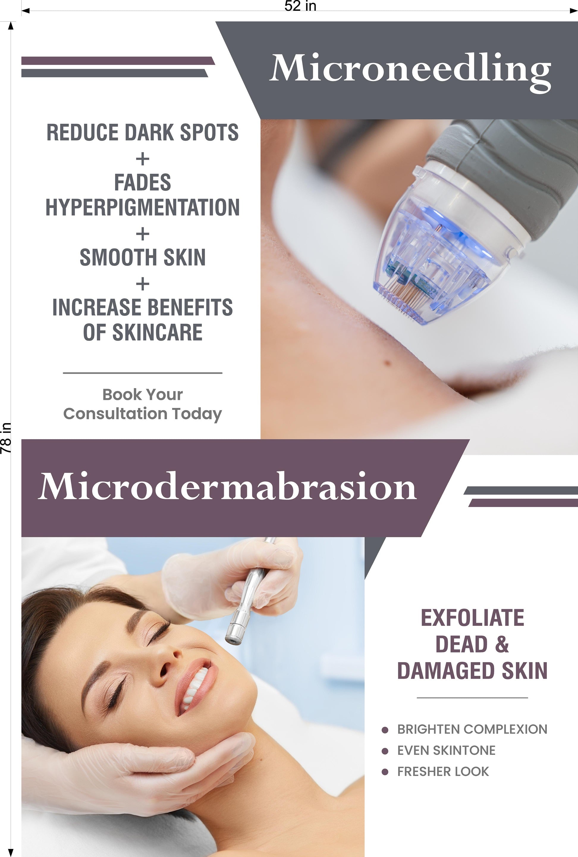 Facial 13 Photo-Realistic Paper Poster Interior Inside Wall Non-Laminated Microneedling Microdermabrasion Vertical