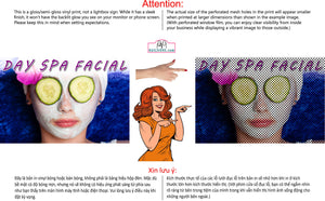 Facial 06 Perforated Mesh One Way Vision See-Through Window Vinyl Salon Sign Horizontal  Treatment Care