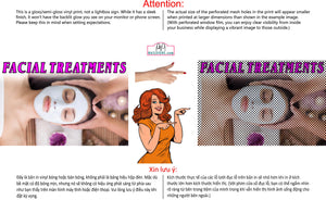 Facial 07 Perforated Mesh One Way Vision See-Through Window Vinyl Salon Sign Horizontal Treatment Care