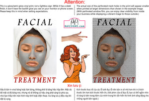 Facial 01 Perforated Mesh One Way Vision See-Through Window Vinyl Salon Sign Treatment Care Vertical