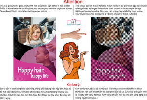 Family Hair 13 Perforated Mesh One Way Vision Window See-Through Sign Salon Vinyl Cut Haircut Vertical
