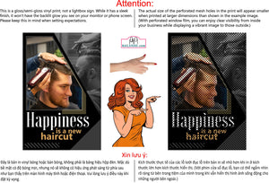 Family Hair 18 Perforated Mesh One Way Vision Window See-Through Sign Salon Vinyl Cut Haircut Vertical