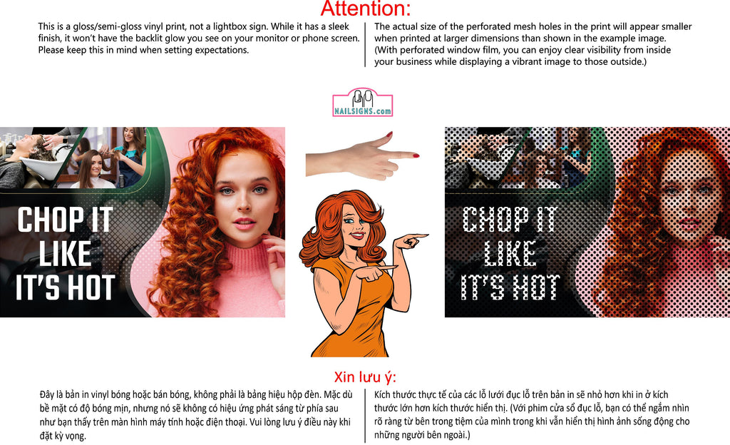 Family Hair 19 Perforated Mesh One Way Vision Window See-Through Sign Salon Vinyl Cut Haircut Horizontal