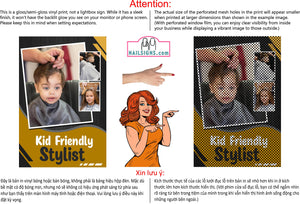 Family Hair 07 Perforated Mesh One Way Vision Window See-Through Sign Salon Vinyl Cut Haircut Vertical