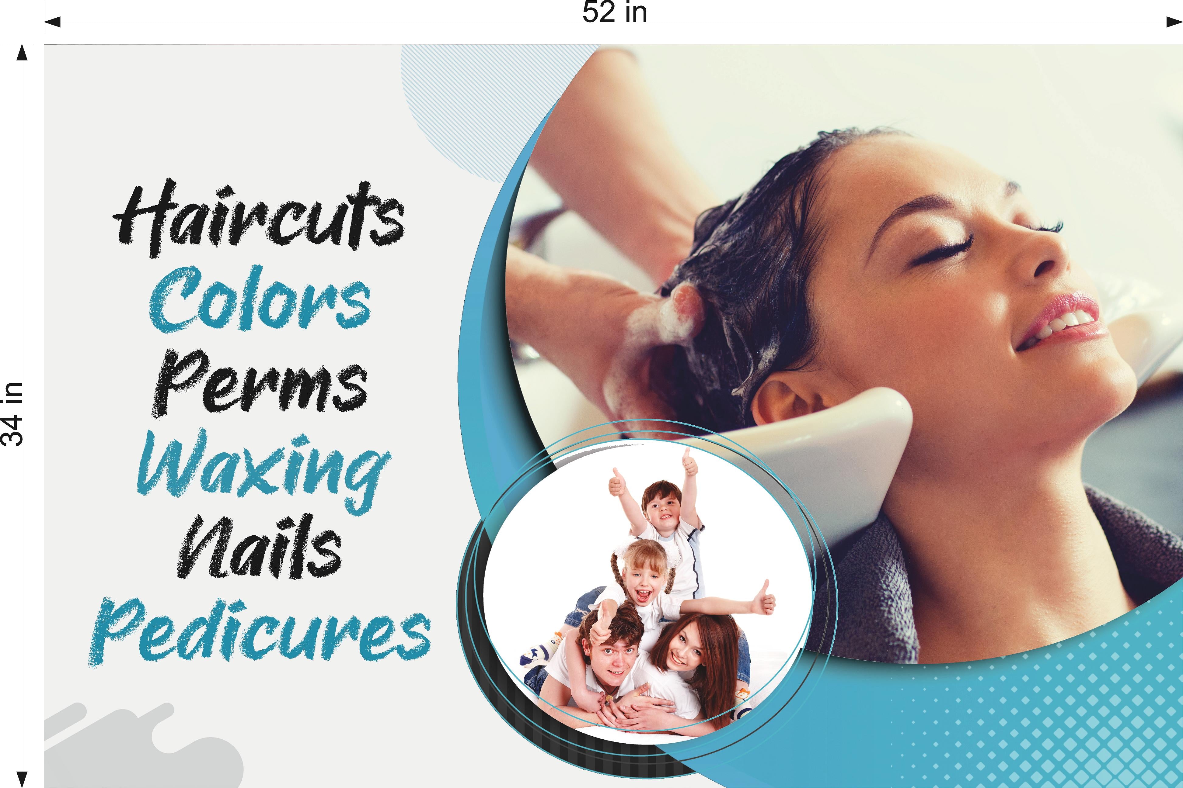 Family Hair 10 Wallpaper Poster Decal with Adhesive Backing Wall Decor Indoors Interior Sign Haircut Horizontal
