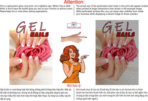 Gel 07 Perforated Mesh One Way Vision See-Through Window Vinyl Nail Salon Sign Vertical