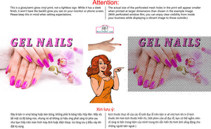 Gel 09 Perforated Mesh One Way Vision See-Through Window Vinyl Nail Salon Sign Horizontal