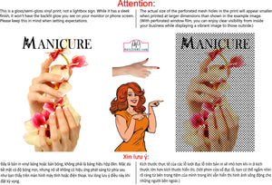 Manicure 11 Perforated Mesh One Way Vision See-Through Window Vinyl Nail Salon Sign Vertical