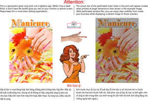 Manicure 12 Perforated Mesh One Way Vision See-Through Window Vinyl Nail Salon Sign Vertical
