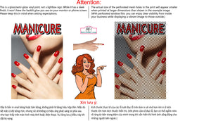 Manicure 07 Perforated Mesh One Way Vision See-Through Window Vinyl Nail Salon Sign Vertical
