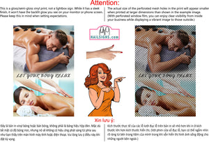 Massage 12 Perforated Mesh One Way Vision See-Through Window Vinyl Salon Sign Therapy Back Facial Foot Body Vertical