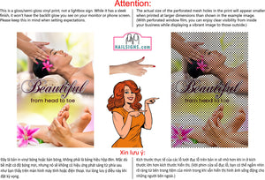 Massage 14 Perforated Mesh One Way Vision See-Through Window Vinyl Salon Sign Therapy Back Facial Foot Body Vertical