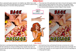 Massage 03 Perforated Mesh One Way Vision See-Through Window Vinyl Salon Sign Foot Vertical
