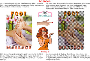 Massage 05 Perforated Mesh One Way Vision See-Through Window Vinyl Salon Sign Foot Vertical
