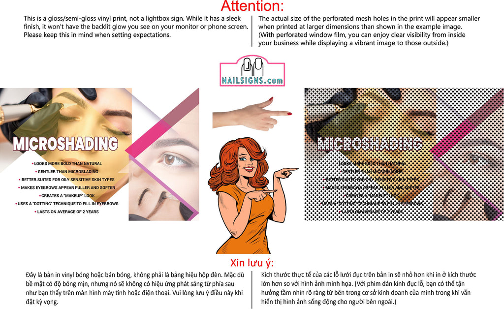 Microshading 09 Perforated Mesh One Way Vision See-Through Window Vinyl Salon Services Makeup Horizontal