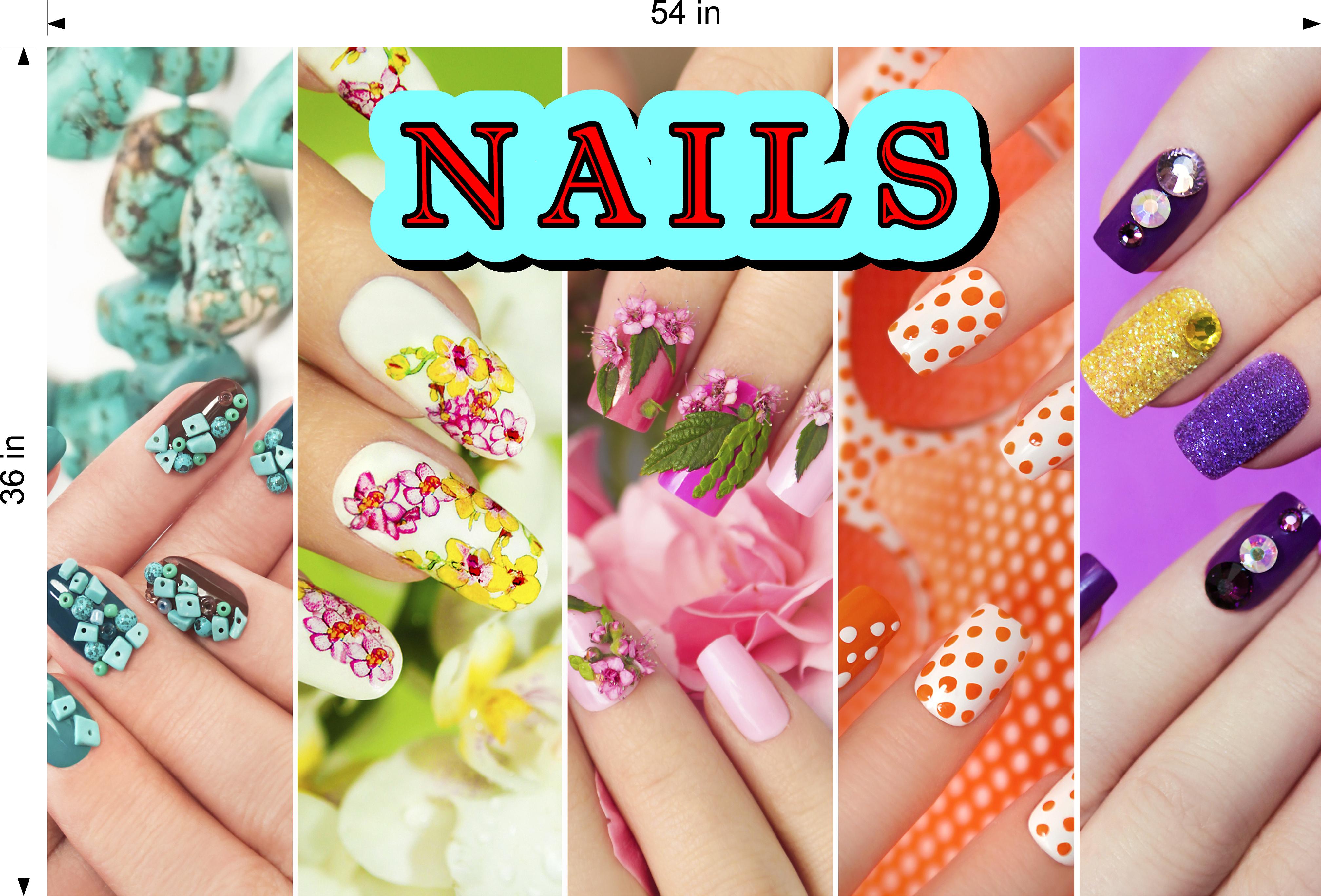 Nails 06 Window Decal Interior/Exterior Vinyl Adhesive Front BLOCKS Outside Inside View Translucent Privacy Horizontal