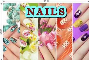 Nails 06 Window Decal Interior/Exterior Vinyl Adhesive Front BLOCKS Outside Inside View Translucent Privacy Horizontal