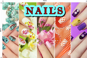 Nails 06 Window Decal Interior/Exterior Vinyl Adhesive Front BLOCKS Outside Inside View Translucent Privacy Horizontal