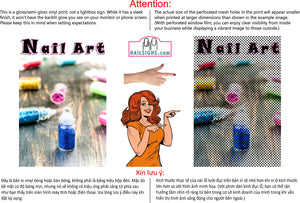 Nail Art 06 Perforated Mesh One Way Vision See-Through Window Vinyl Salon Sign Vertical