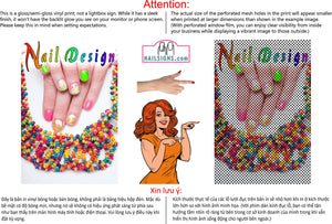 Nail Designs 02 Perforated Mesh One Way Vision See-Through Window Vinyl Salon Sign Vertical
