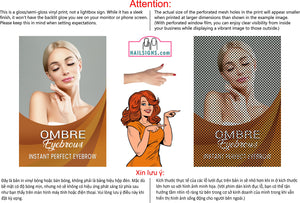 Ombre Eyebrows 01 Perforated Mesh One Way Vision See-Through Window Vinyl Salon Sign Powdered Brows semi-permanent Vertical
