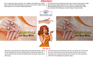 Ombre Nails 10 Perforated Mesh One Way Vision See-Through Window Vinyl Salon Sign Revel Manicure Color Tones Acrylic French Horizontal