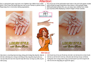 Ombre Nails 02 Perforated Mesh One Way Vision See-Through Window Vinyl Salon Sign Manicure Color Tones Acrylic French Vertical