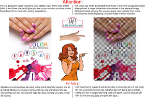 Ombre Nails 03 Perforated Mesh One Way Vision See-Through Window Vinyl Salon Sign Manicure Color Tones Acrylic French Vertical
