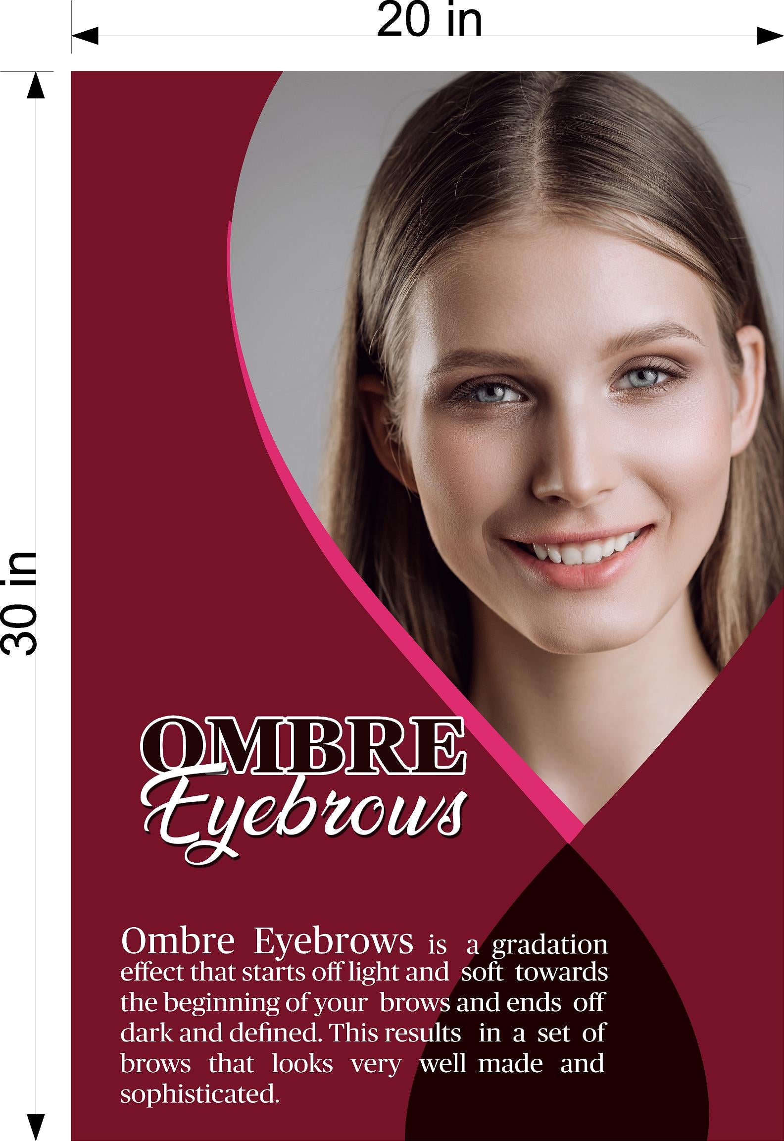 Ombre Eyebrows 03 Window Decal Interior/Exterior Vinyl Adhesive Front BLOCKS Outside Inside View Translucent Privacy Vertical