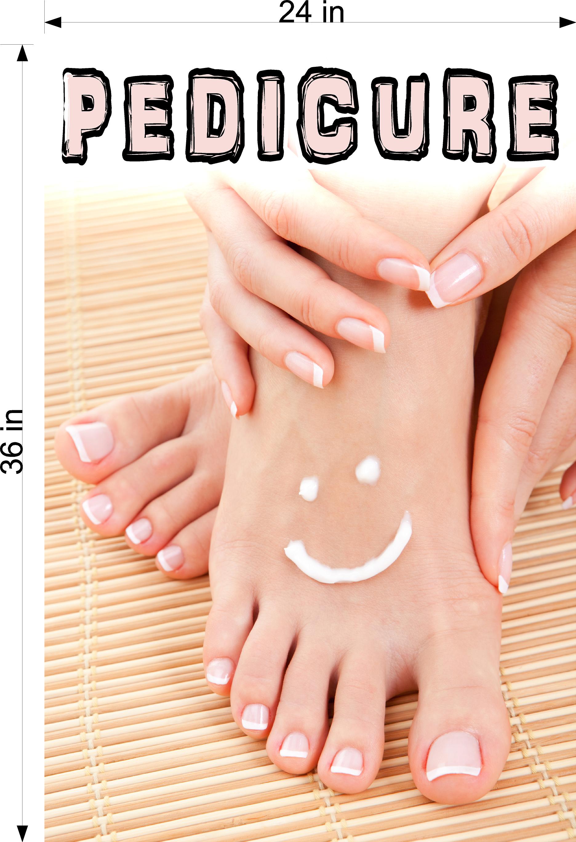 Pedicure 15 Window Decal Interior/Exterior Vinyl Adhesive Front BLOCKS Outside Inside View Translucent Privacy Vertical