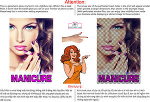Manicure 03 Perforated Mesh One Way Vision See-Through Window Vinyl Salon Sign Vertical