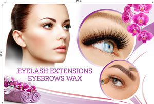 Salon 84 Window Decal Interior/Exterior Vinyl Adhesive Front BLOCKS Outside Inside View Translucent Privacy eyelash extension eyebrows Horizontal