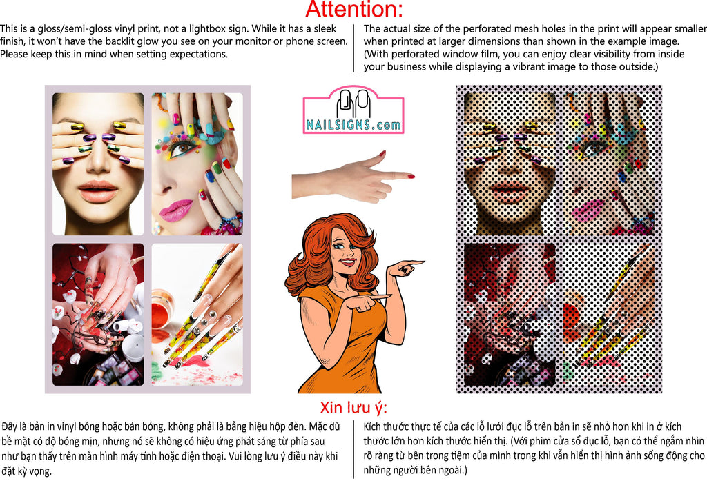 Salon 24 Perforated Mesh One Way Vision See-Through Window Vinyl Pedicure Nails Dip Powder Vertical