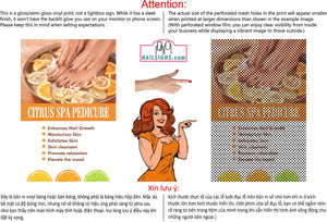 Salon 13 Perforated Mesh One Way Vision See-Through Window Vinyl Spa Citrus Pedicure Vertical