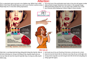 Salon 16 Perforated Mesh One Way Vision See-Through Window Vinyl Dipping Powder SNS Vertical